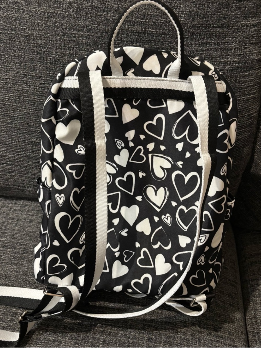 Brighton Black & White Heart Print Mini Backpack NWOT - Picture 3 of 7